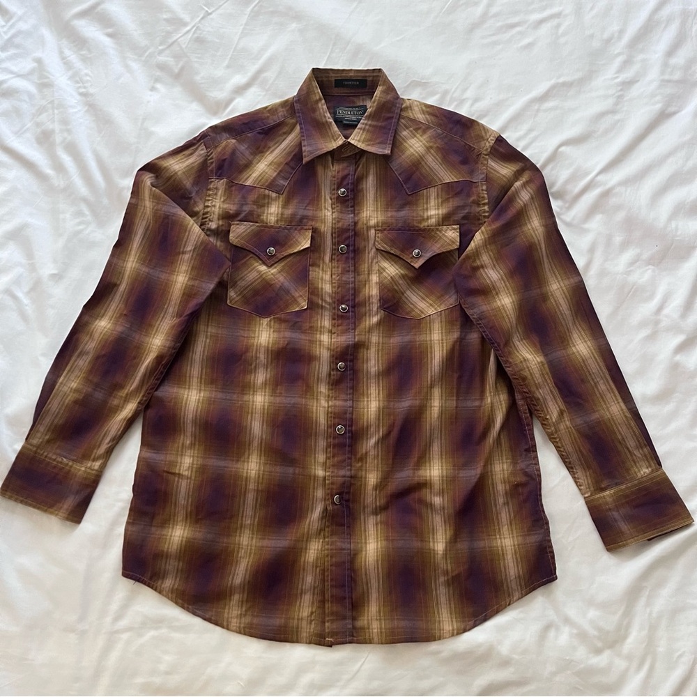 Pendleton Purple and Brown Casual Western Pearl Snap Shirt